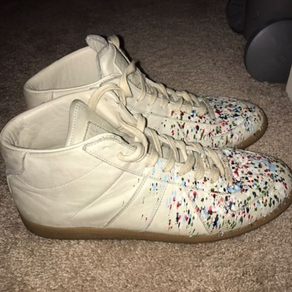 maison margiela high top paint splatter